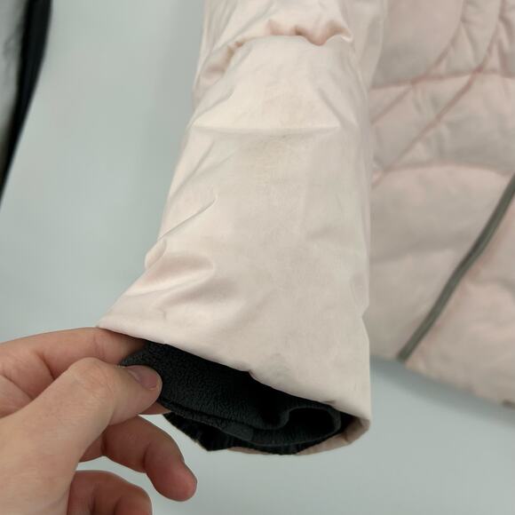 VTG y2k Women's Light Pink Nike Mini Swoosh Duck Down Feathers Puffer Jacket XL - Picture 3 of 12